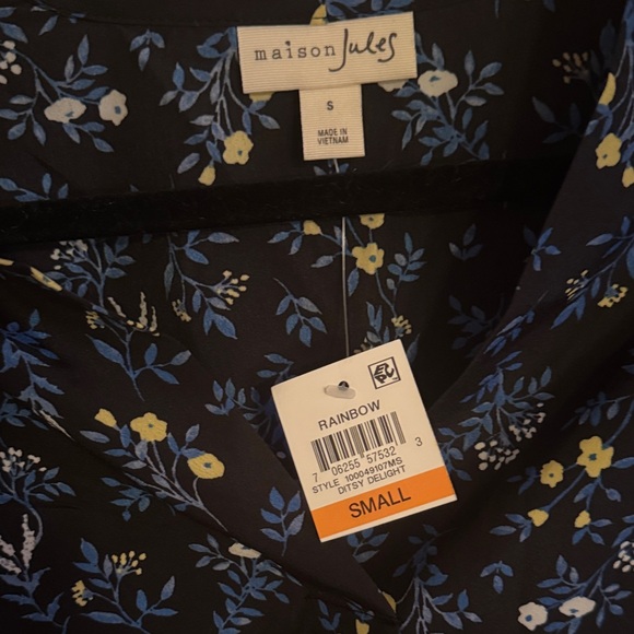 Maison Jules Black Blouse with Blue and Yellow Floral - Picture 4 of 8